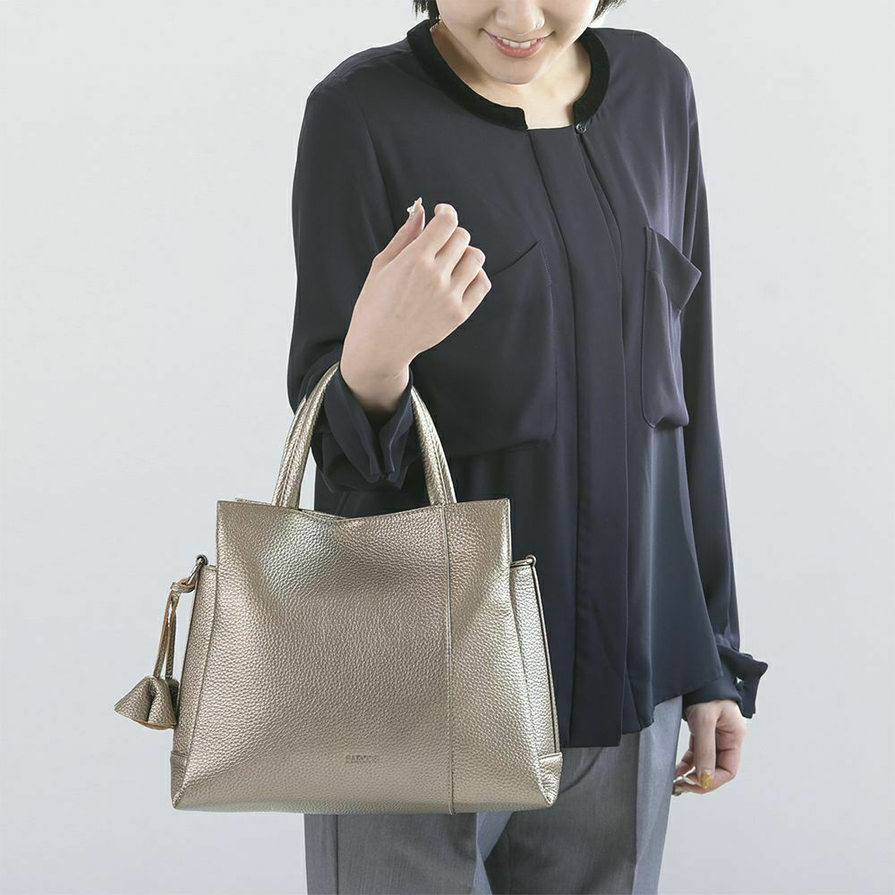 チャーム付き2wayレザーハンドバッグ＜ルル＞