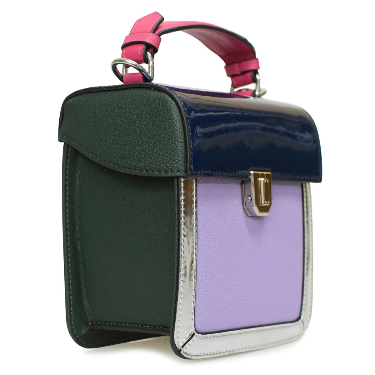 マルチカラーレザーハンドバッグ