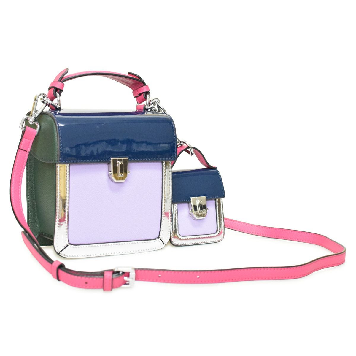 マルチカラーレザーハンドバッグ