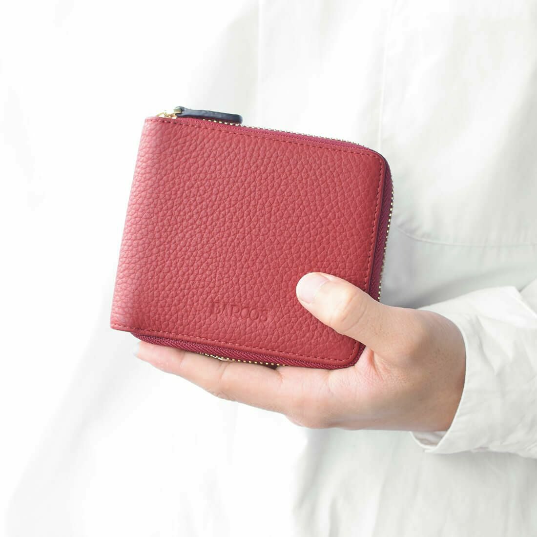 シュリンクレザーラウンドジップスモールウォレット