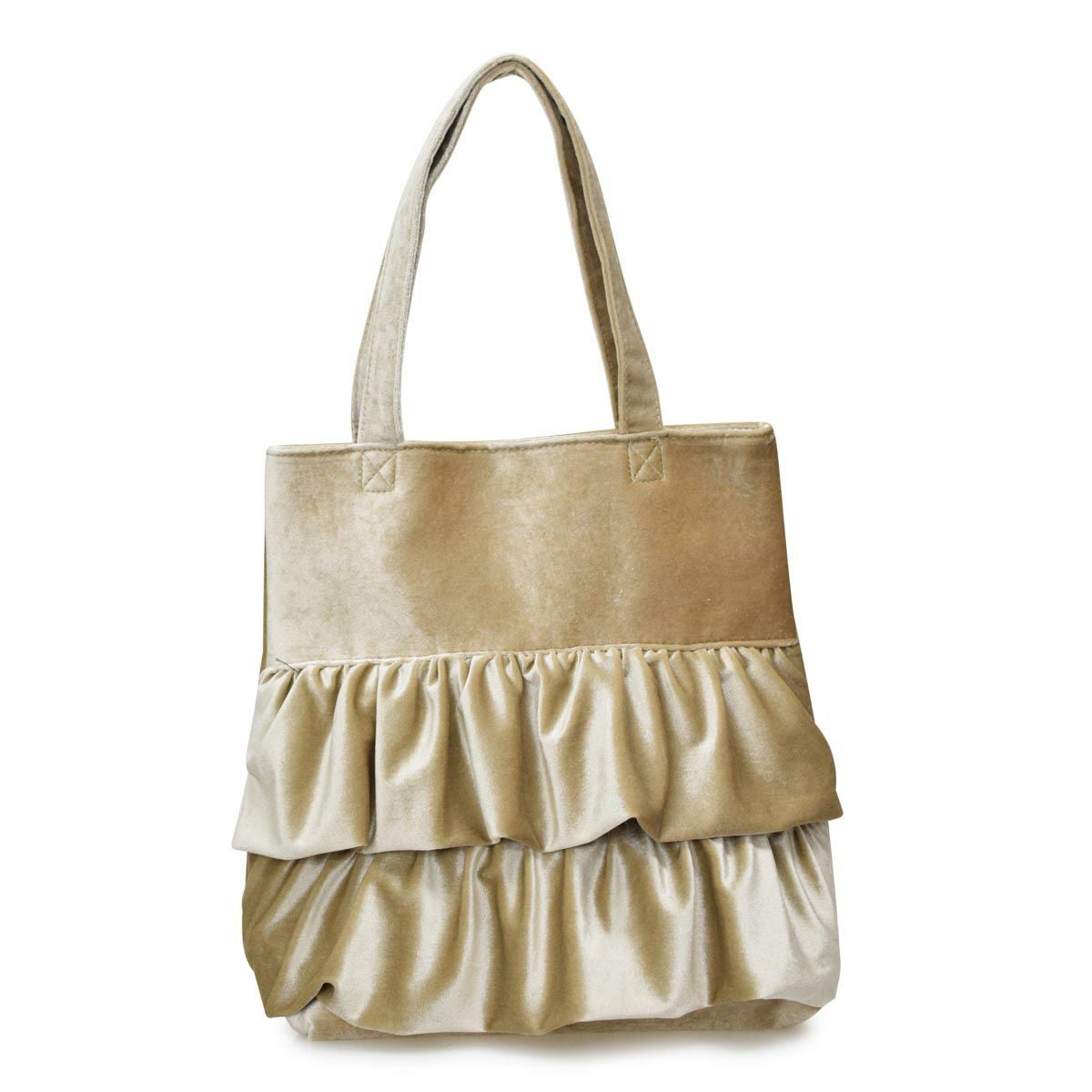 フリル付きベロアトート