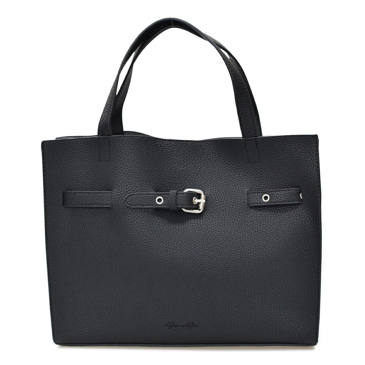 ベルトデザイン2way大判ハンドバッグ