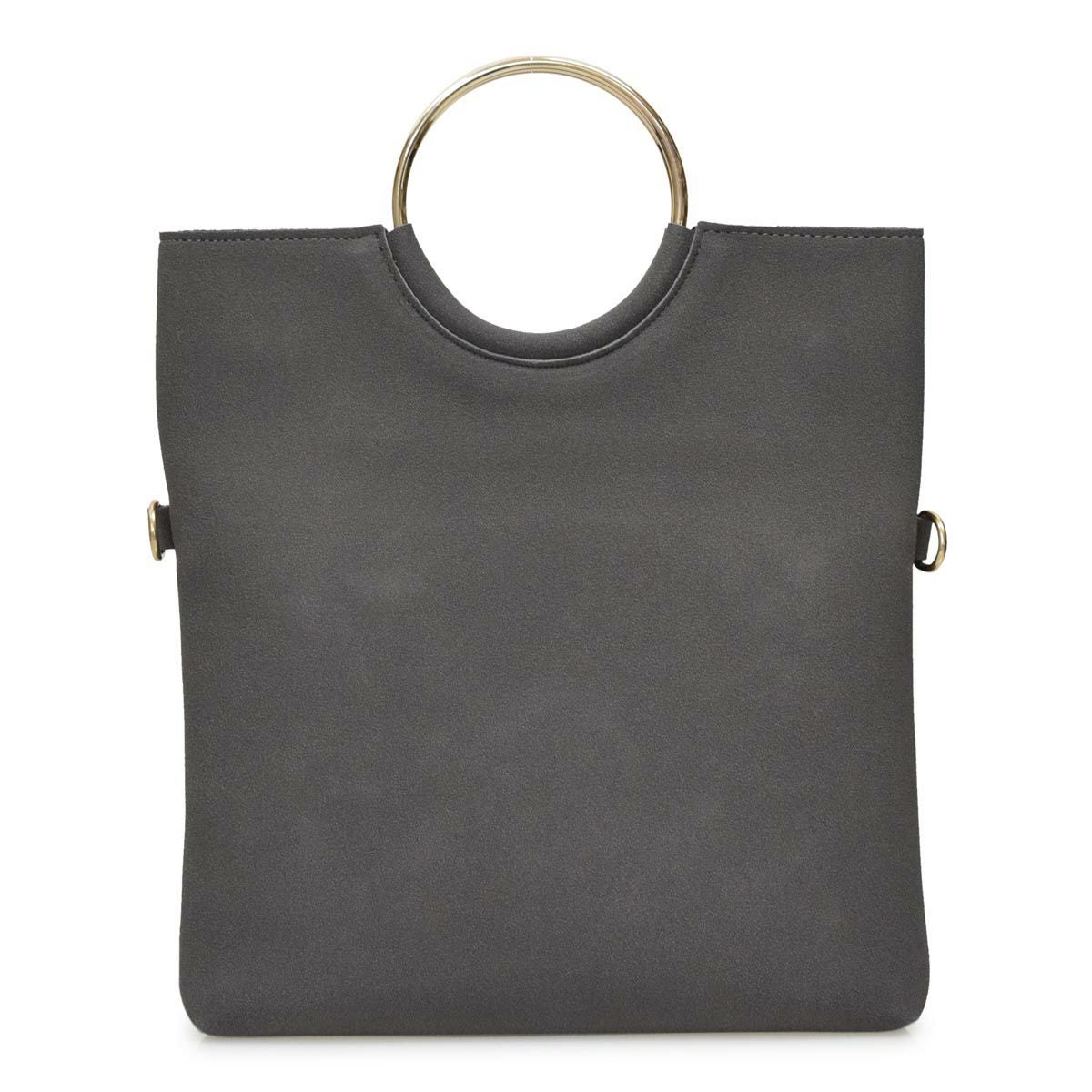 フェイクレザー リングハンドル2wayハンドバッグ