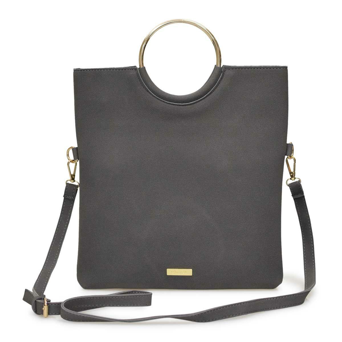 フェイクレザー リングハンドル2wayハンドバッグ