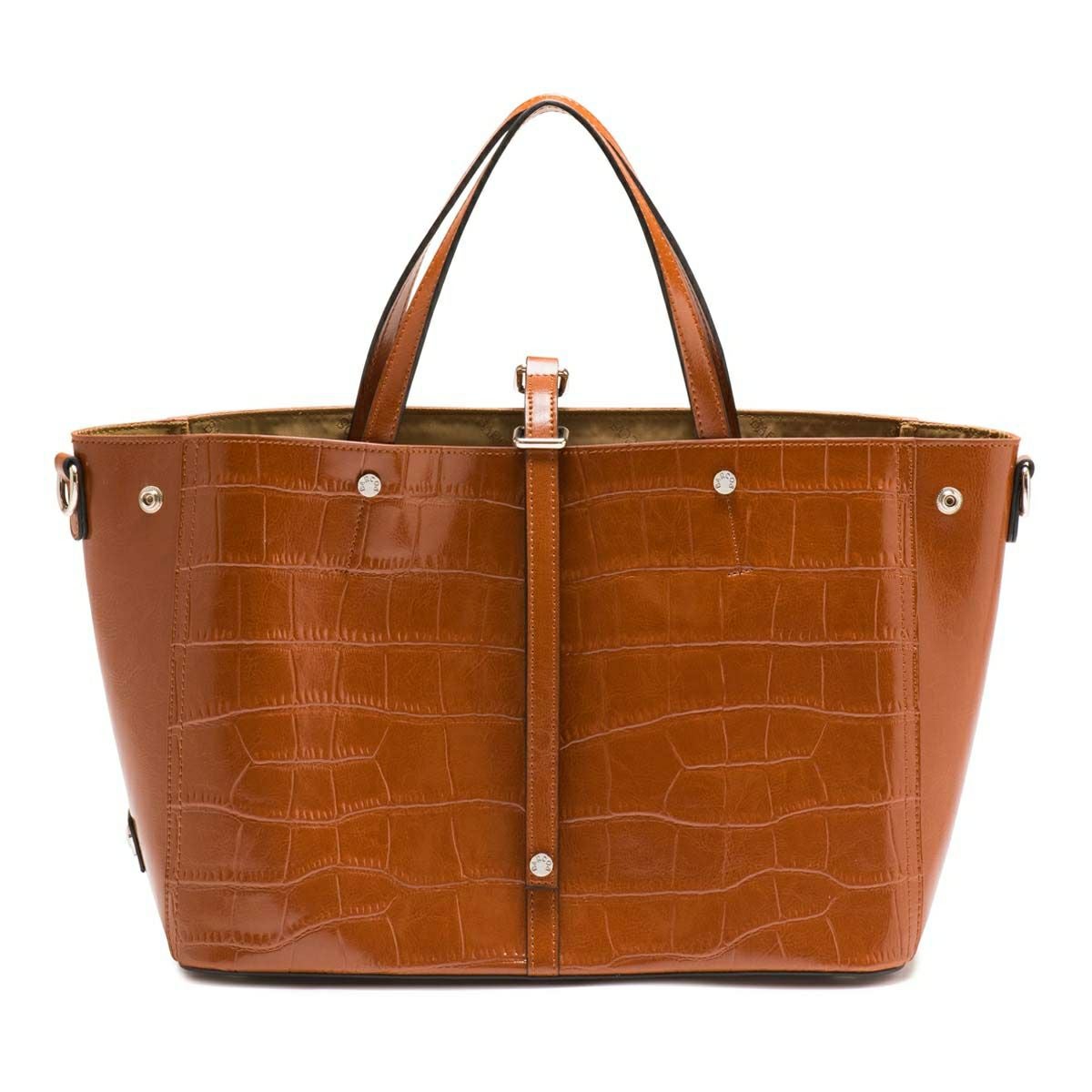クロコダイル型押しシャイニングレザートート