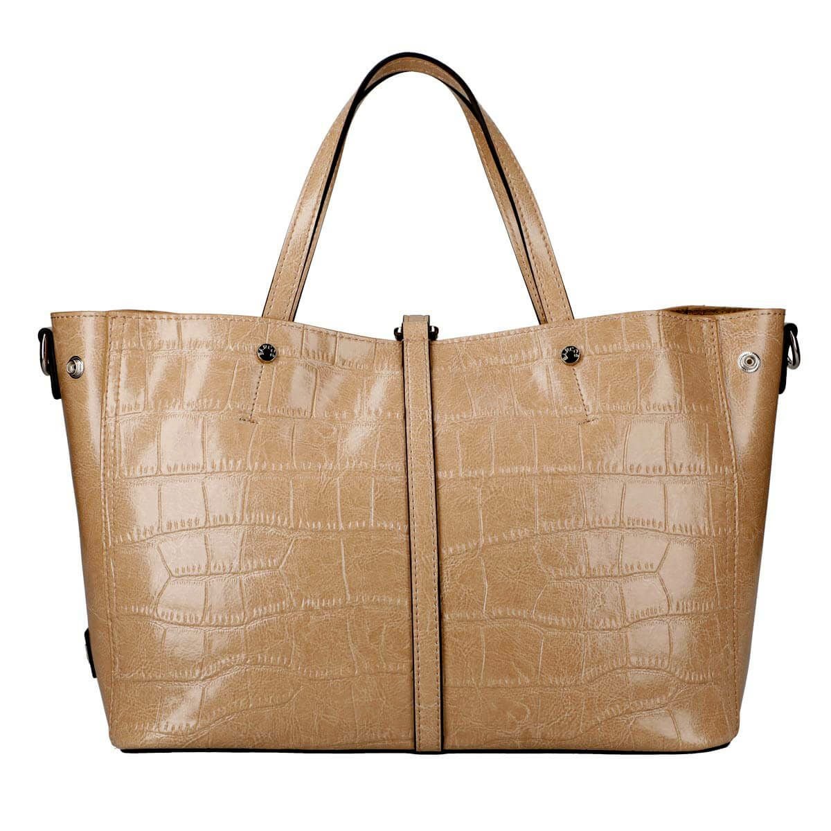 クロコダイル型押しシャイニングレザートート