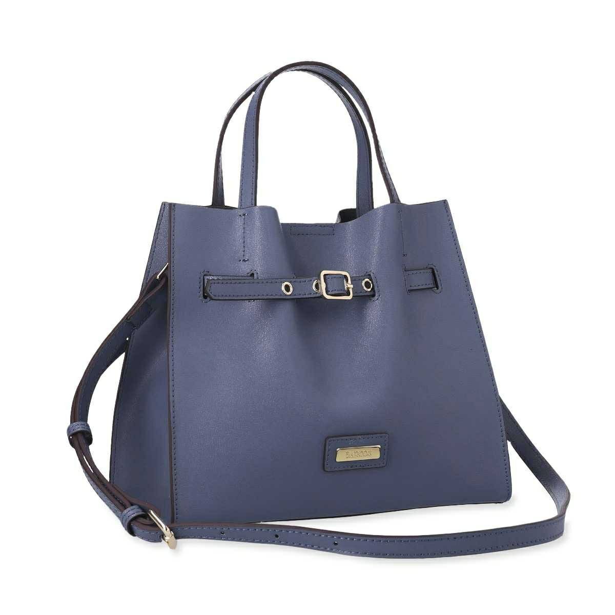 フロントベルト付きレザー2wayハンドバッグ