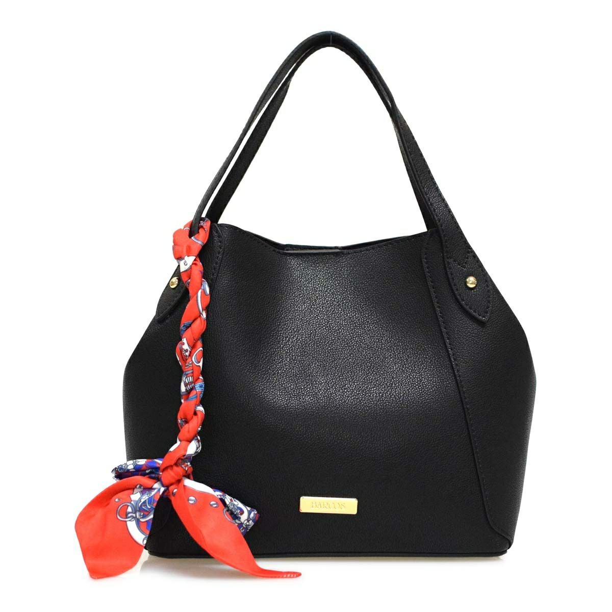 チャーム付きレザー3wayハンドバッグ