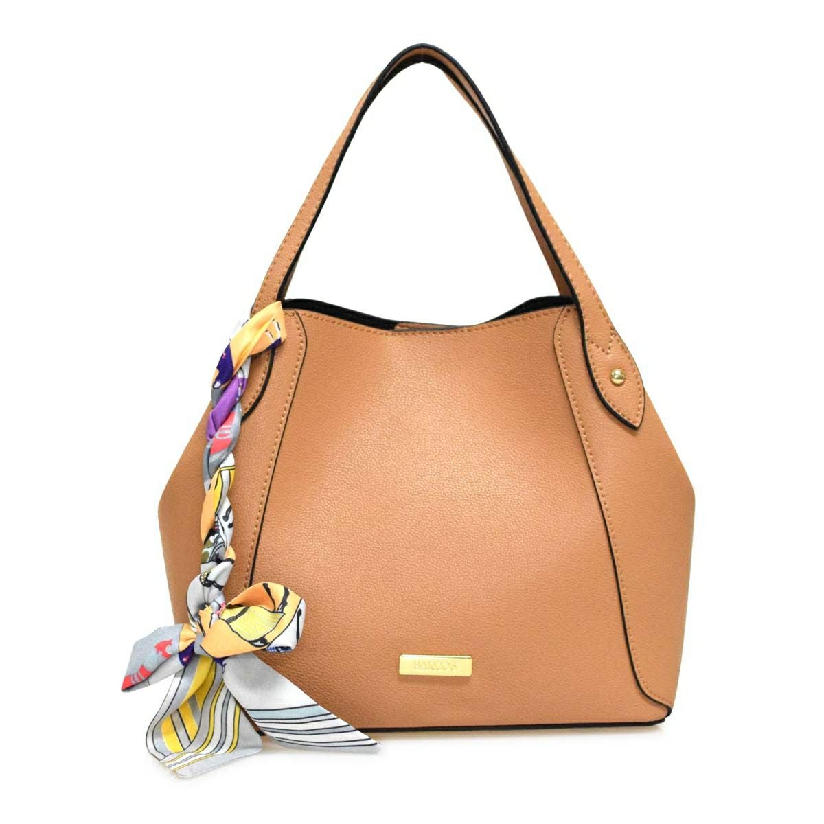 チャーム付きレザー3wayハンドバッグ