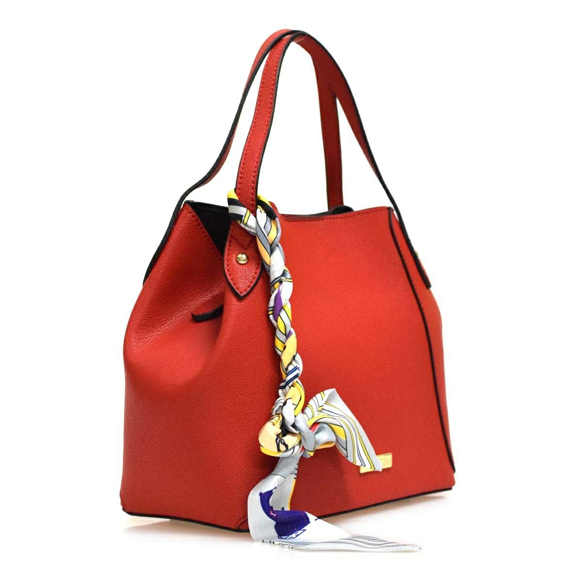 チャーム付きレザー3wayハンドバッグ