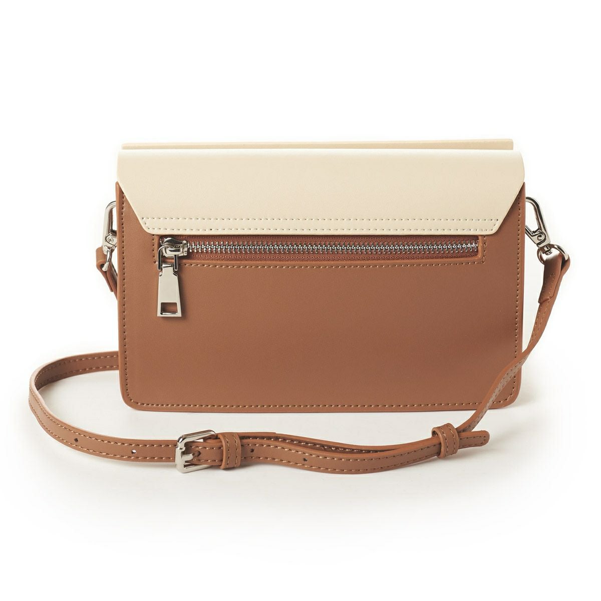 レザーバイカラーショルダーバッグ