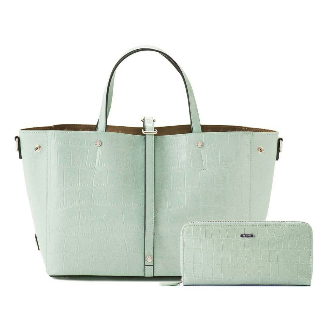 【セット商品】クロコダイル型押しシャイニングレザートート＆ロングウォレット