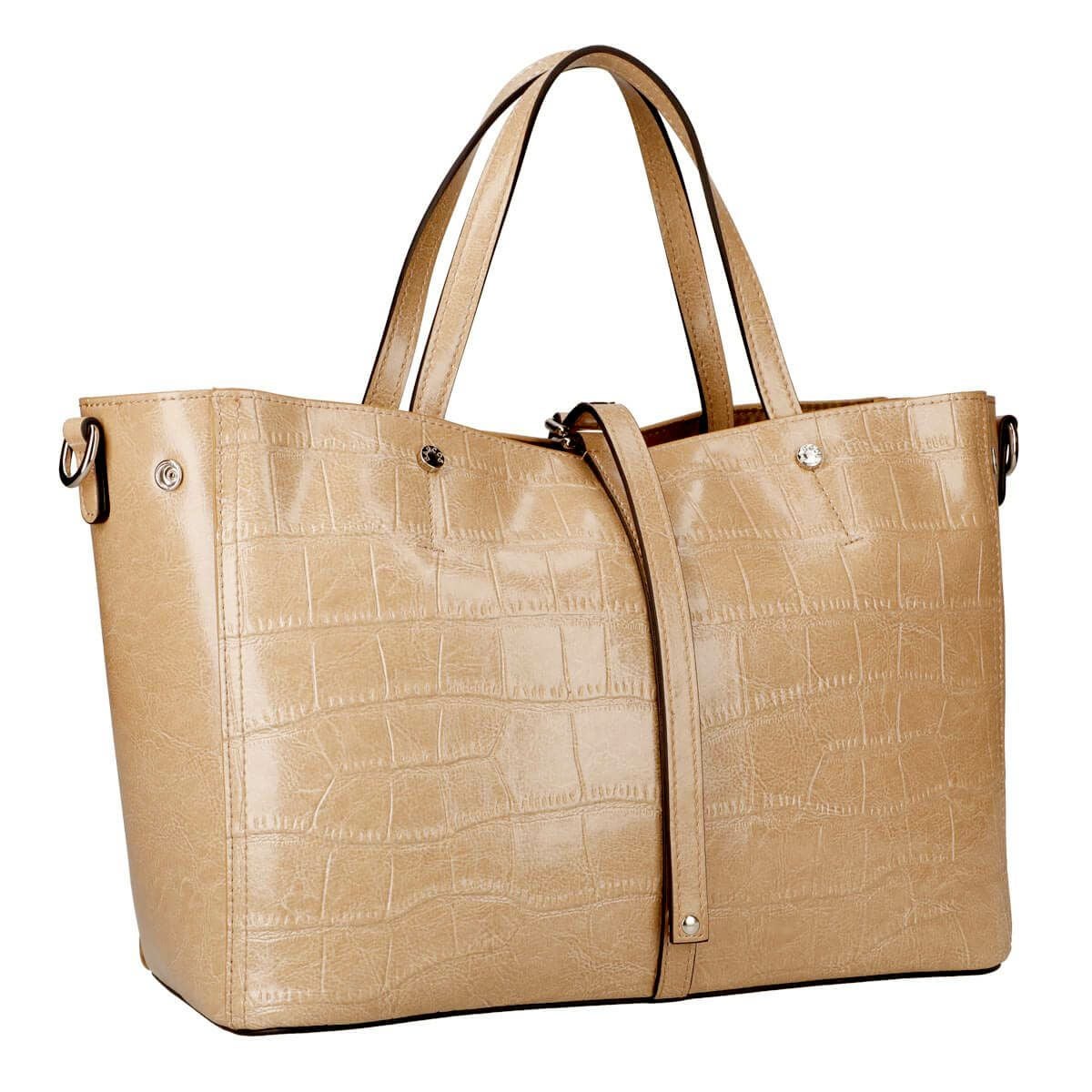 【セット商品】クロコダイル型押しシャイニングレザートート＆ロングウォレット