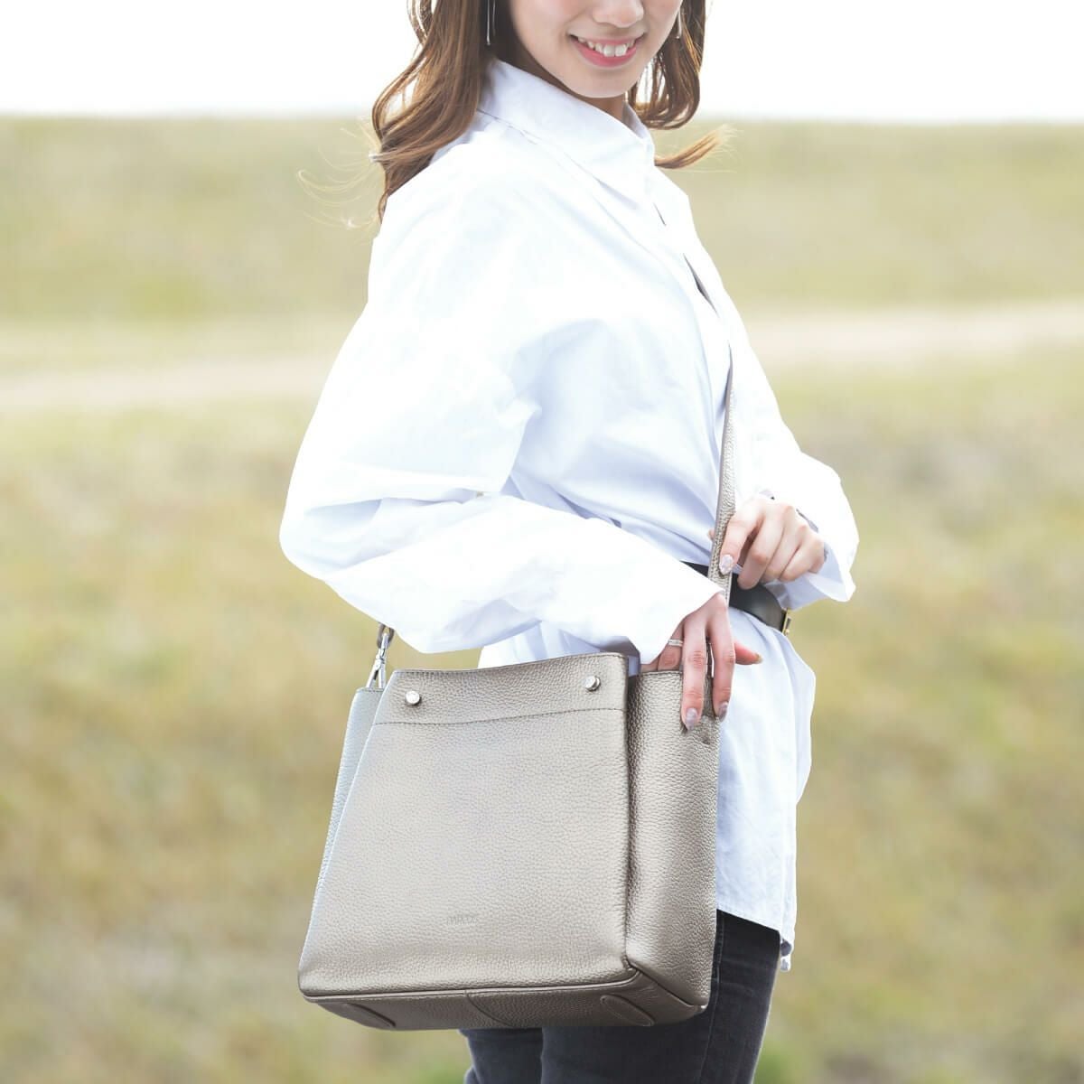 【セット商品】シュリンクレザー3wayハンドバッグ＆シュリンクレザー切替ロングウォレット