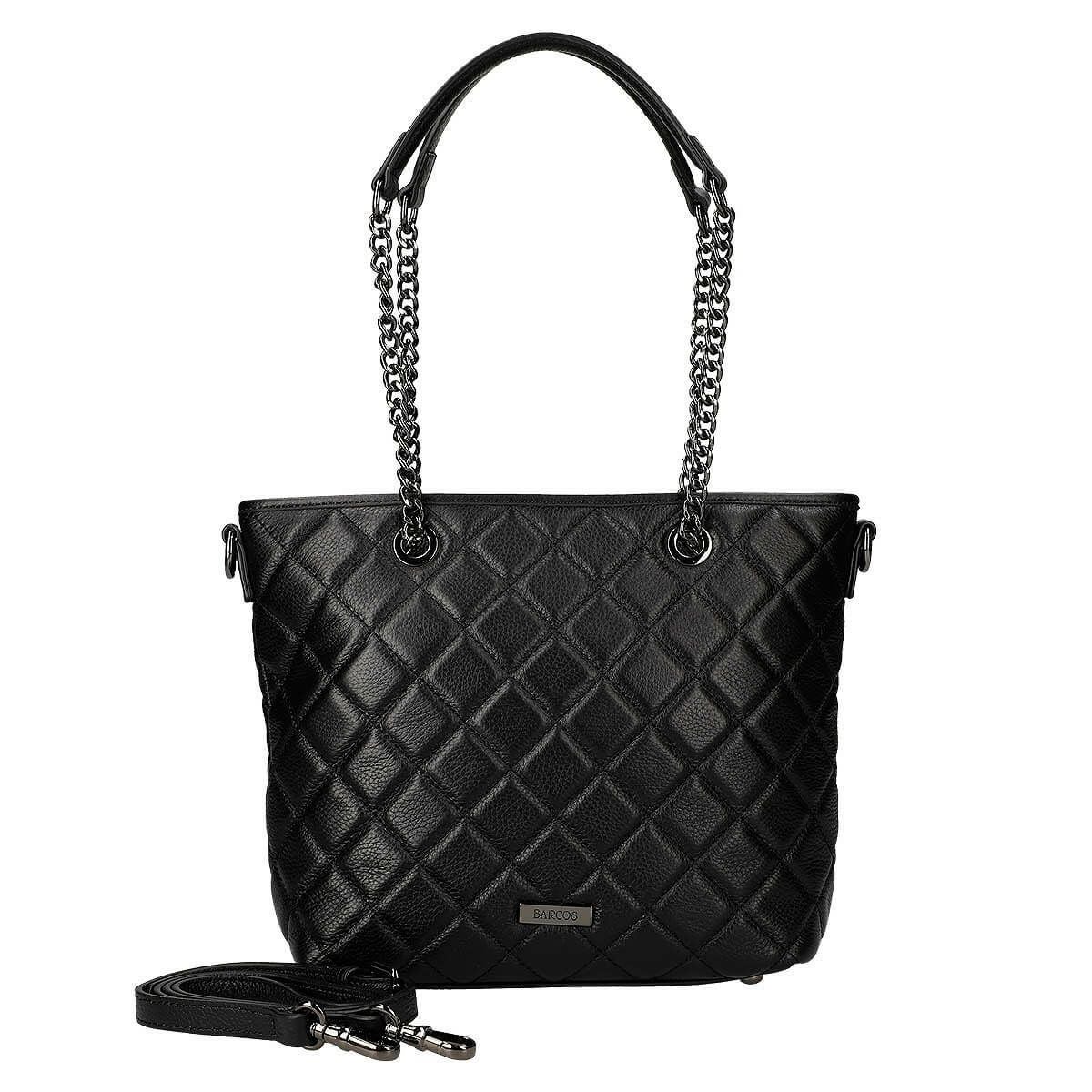 牛革 2wayキルティングチェーン付きハンドルトートバッグ