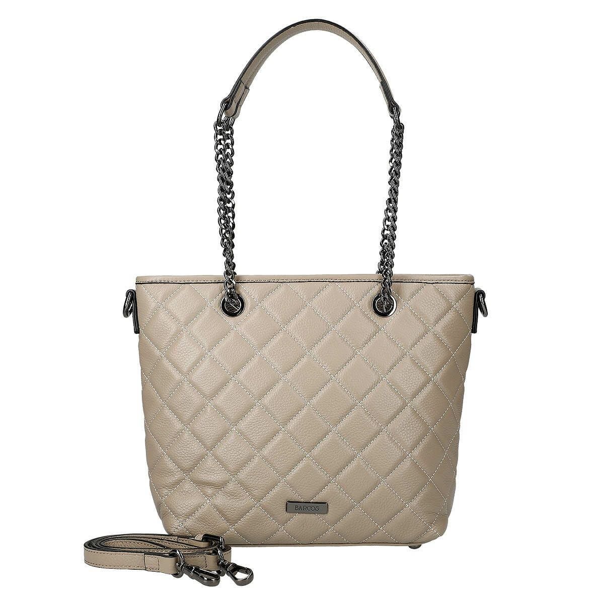 牛革 2wayキルティングチェーン付きハンドルトートバッグ