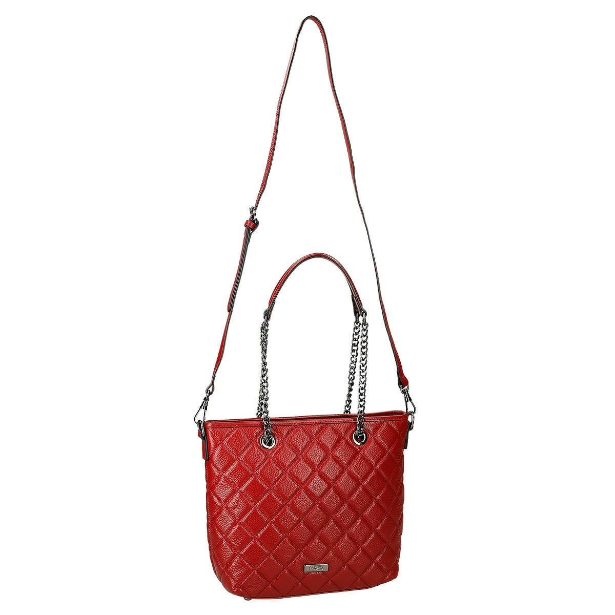 牛革 2wayキルティングチェーン付きハンドルトートバッグ