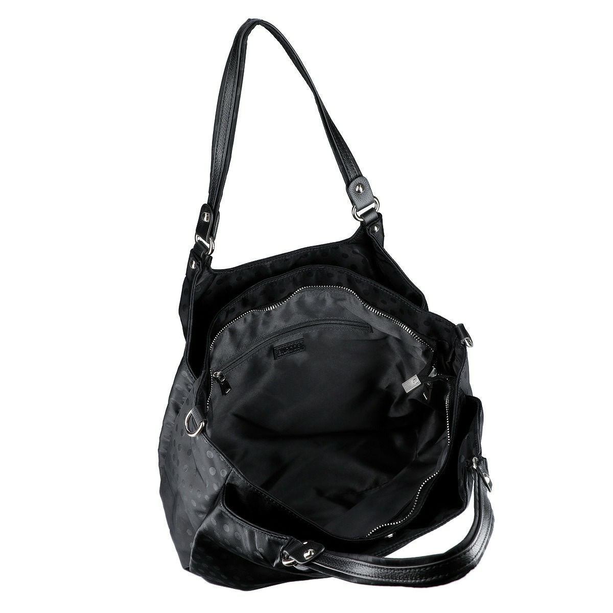 ドット柄ナイロンハンドバッグ（大）