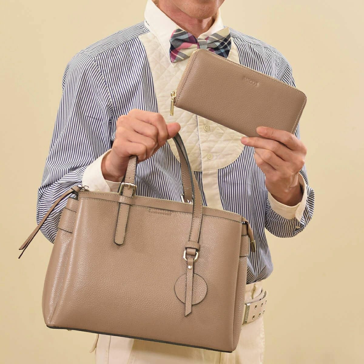 【セット商品】シュリンクレザーハンドバッグ＆財布＜エレガントセット＞