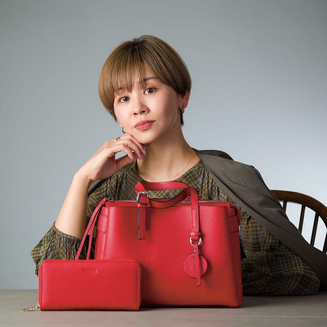 【セット商品】シュリンクレザーハンドバッグ＆財布＜エレガントセット＞