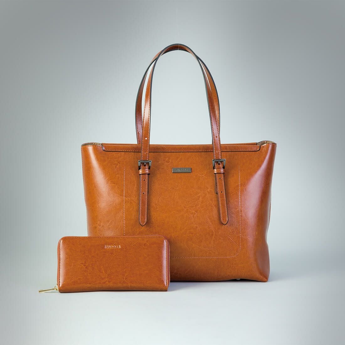 【セット商品】シャイニングレザートートバッグ＆財布＜スタイリッシュセット＞