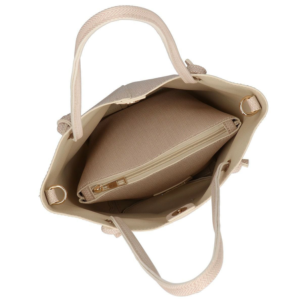 PUヘリンボーン柄ポーチ付き2wayトートバッグ