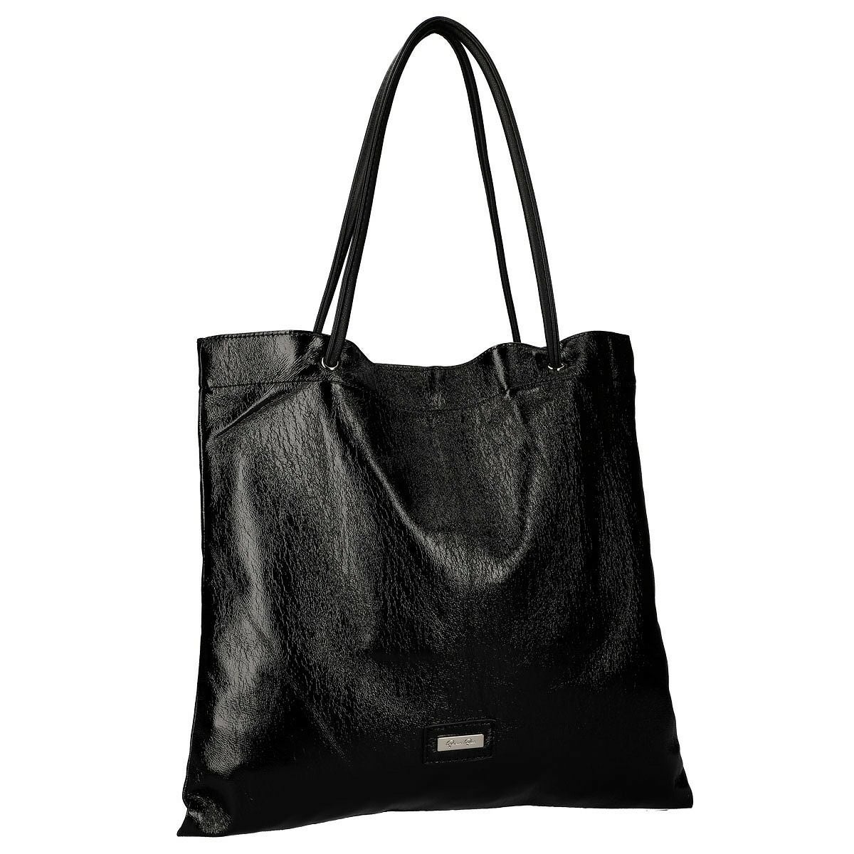 PUエナメルメタルロゴ付きトートバッグ