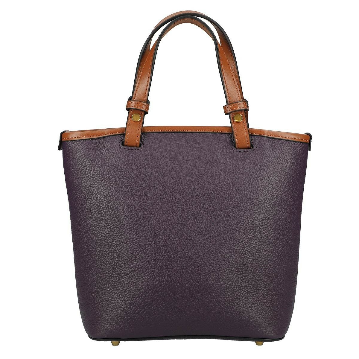 バイカラーバケツ型レザーハンドバッグ