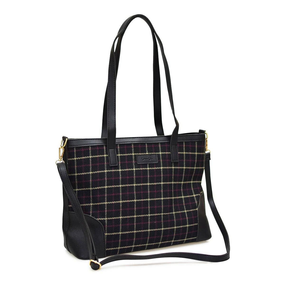 チェック柄エコレザートートバッグ