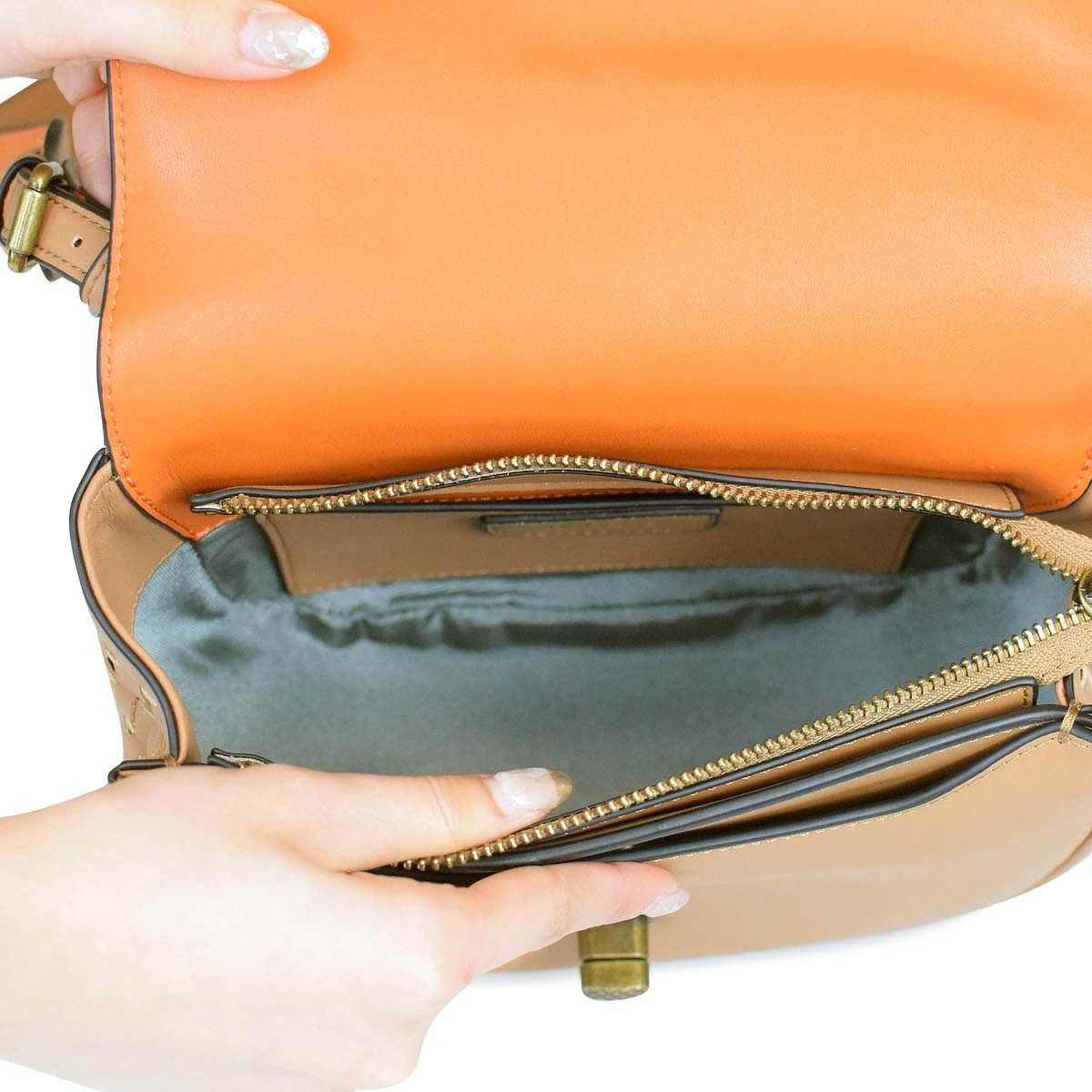 レザー メッシュ部分使いバイカラーポシェット