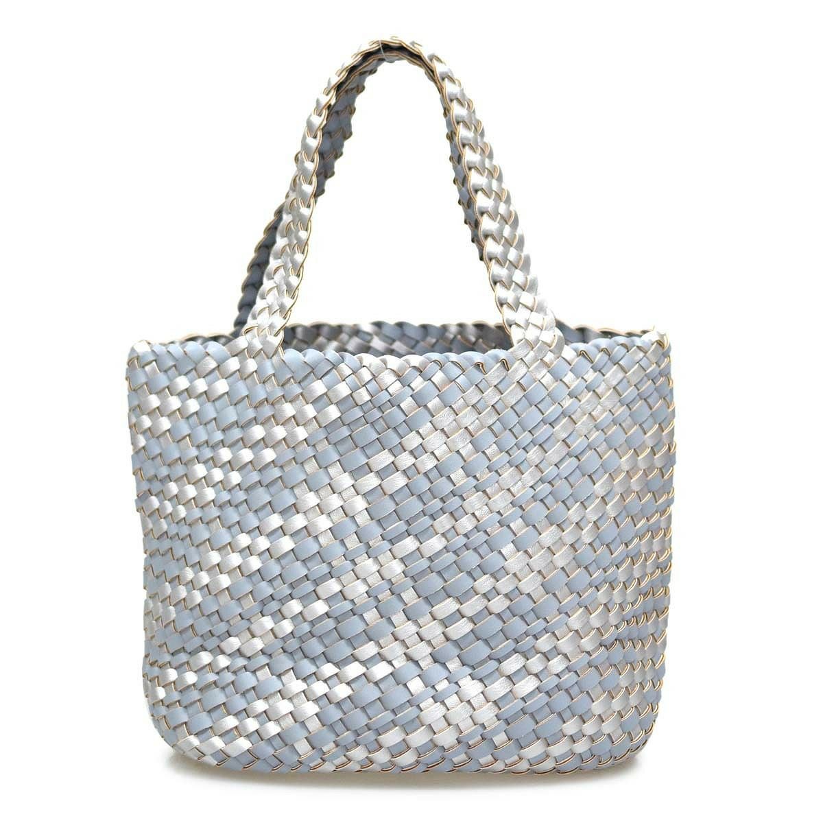 PUバイカラーメッシュトートバッグ