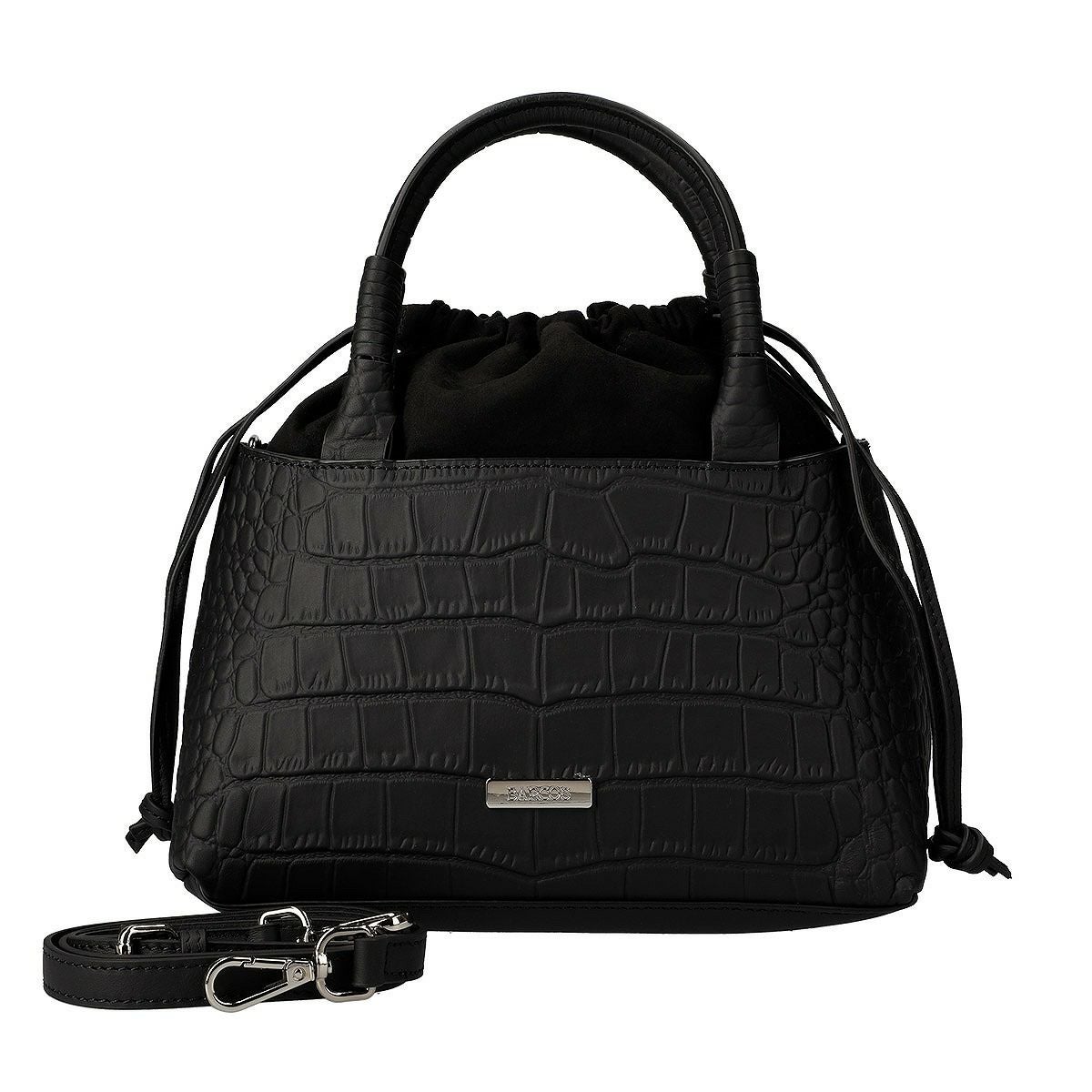 2wayクロコダイル調型押し異素材ハンドバッグ