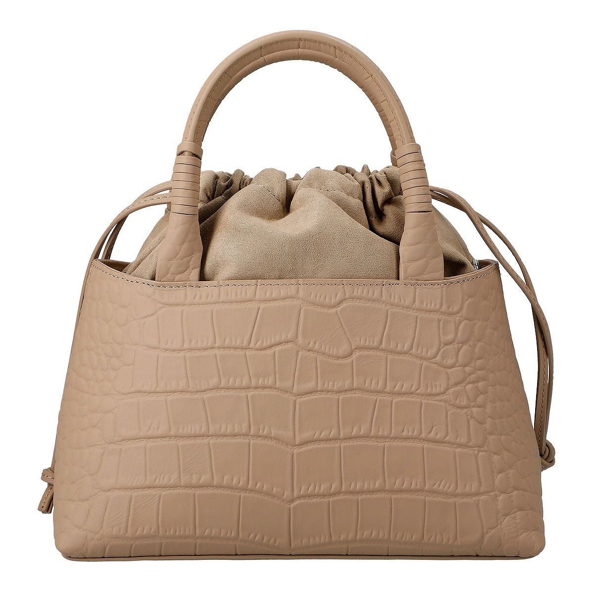 2wayクロコダイル調型押し異素材ハンドバッグ