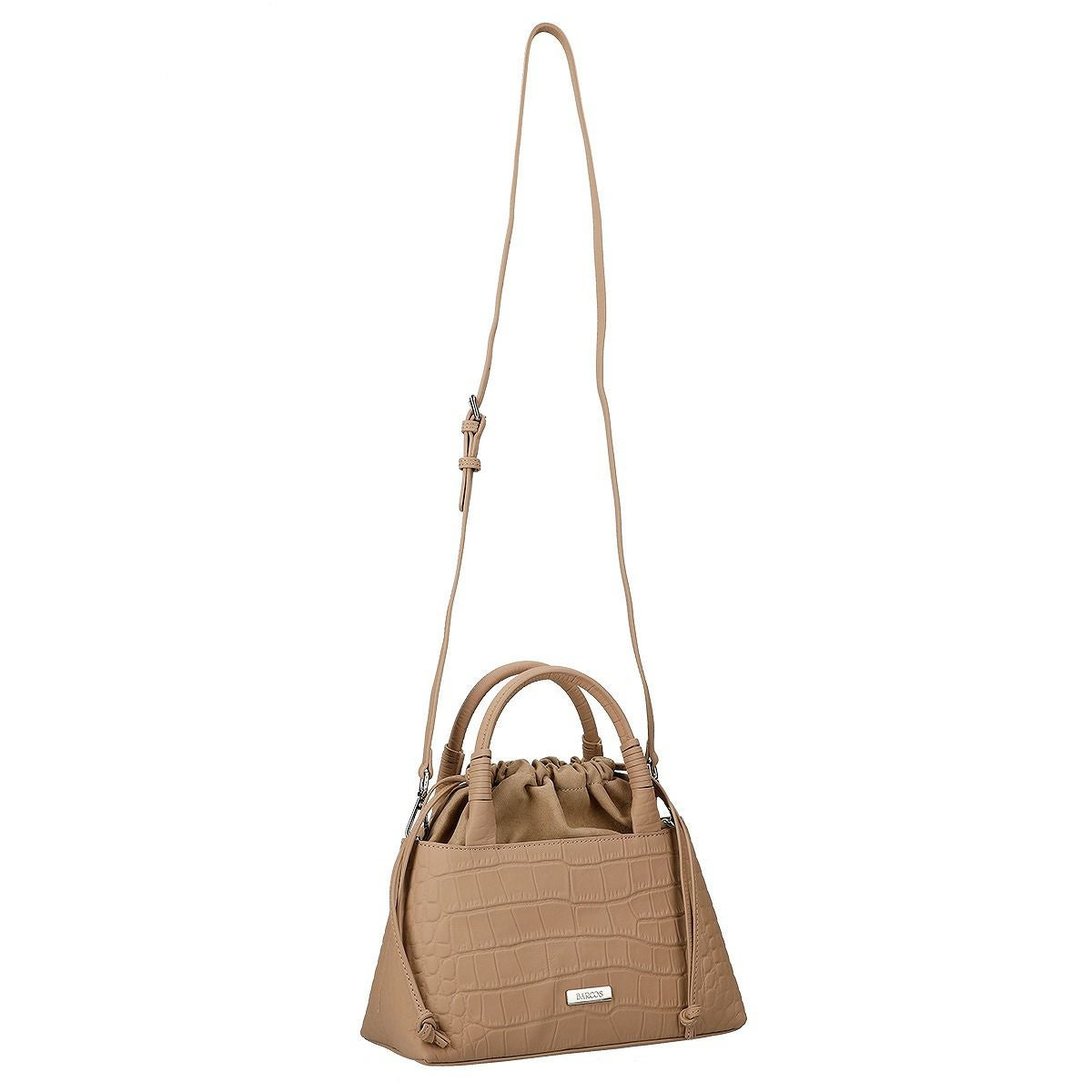 2wayクロコダイル調型押し異素材ハンドバッグ