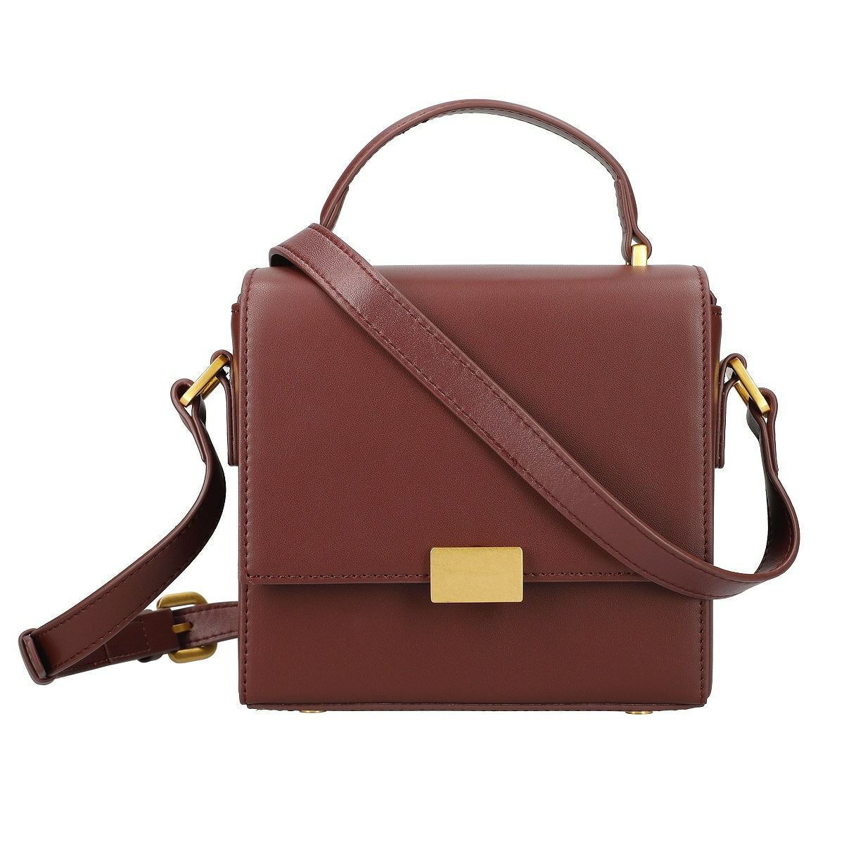 スクエア型レザーショルダーバッグ