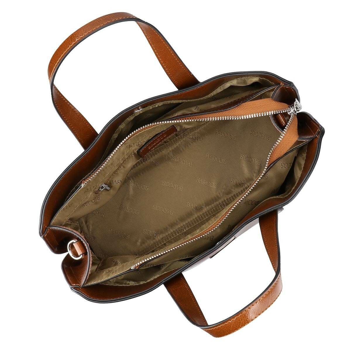 ハンドル部分飾りリベット付き3ｺﾝﾊﾟｰﾄﾒﾝﾄ 2wayﾚｻﾞｰﾊﾞｯｸﾞ