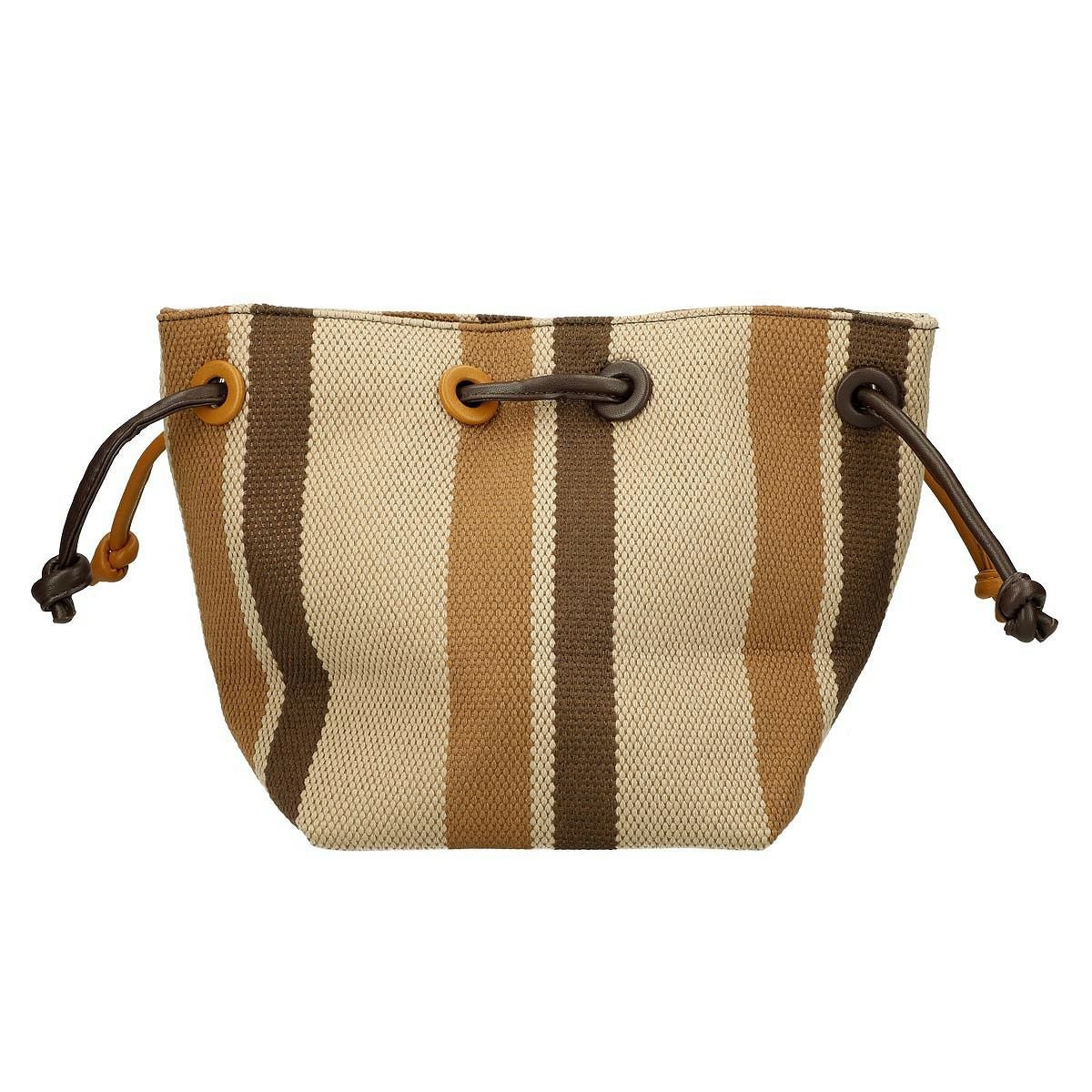 ポリエステルストライプ柄バケツ型トートバッグ