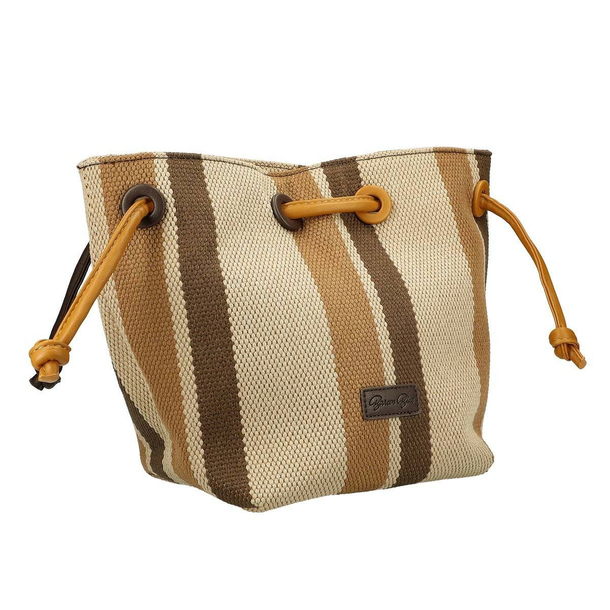 ポリエステルストライプ柄バケツ型トートバッグ