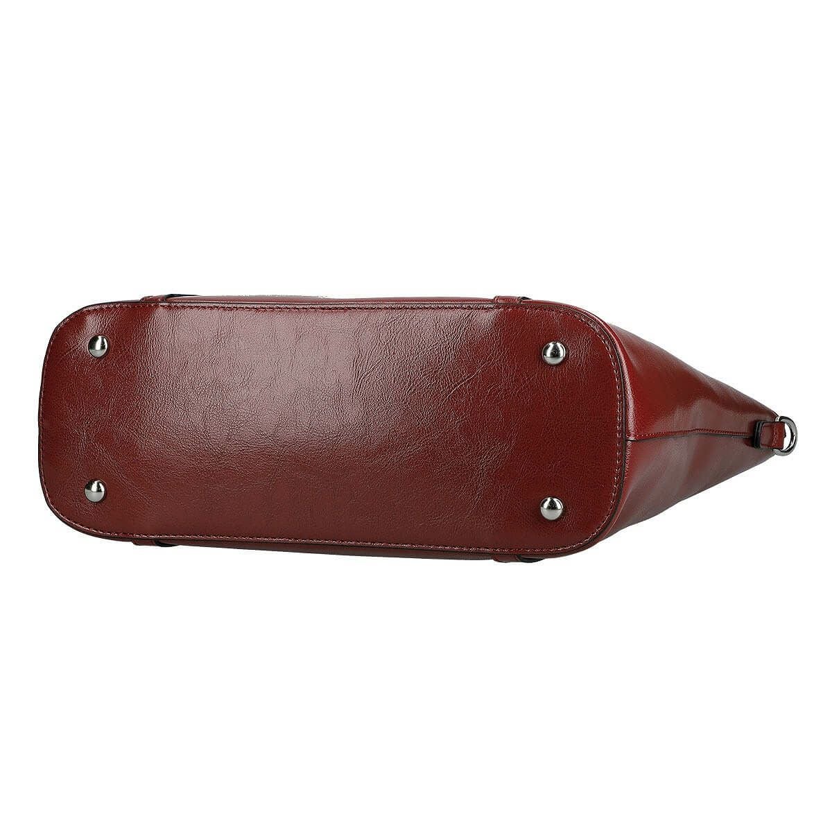 2wayレザーメタルログ付きトートバッグ