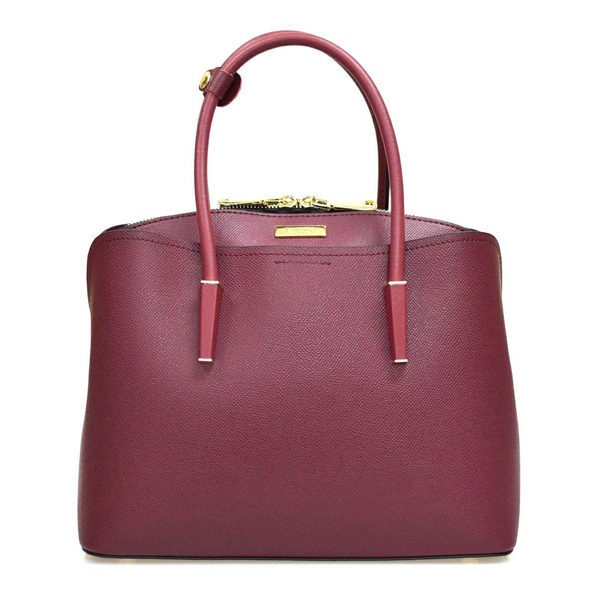 レザー 3コンパートメント丸ハンドルレディースハンドバッグ