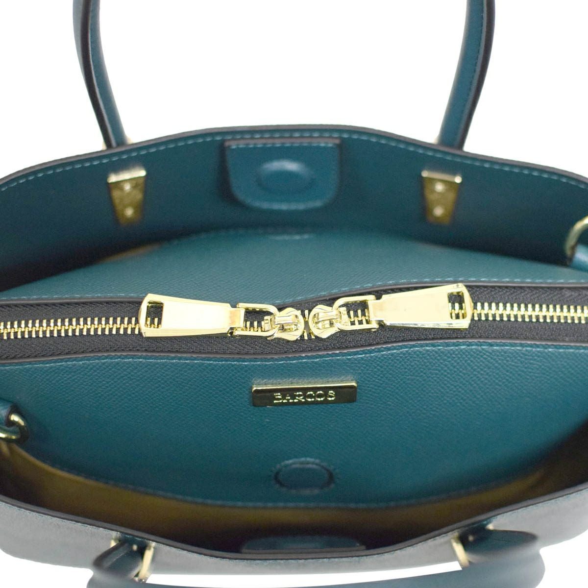 レザー 3コンパートメント丸ハンドルレディースハンドバッグ