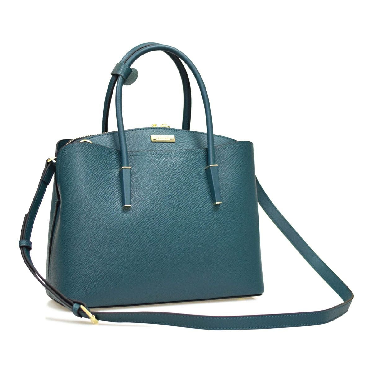 レザー 3コンパートメント丸ハンドルレディースハンドバッグ