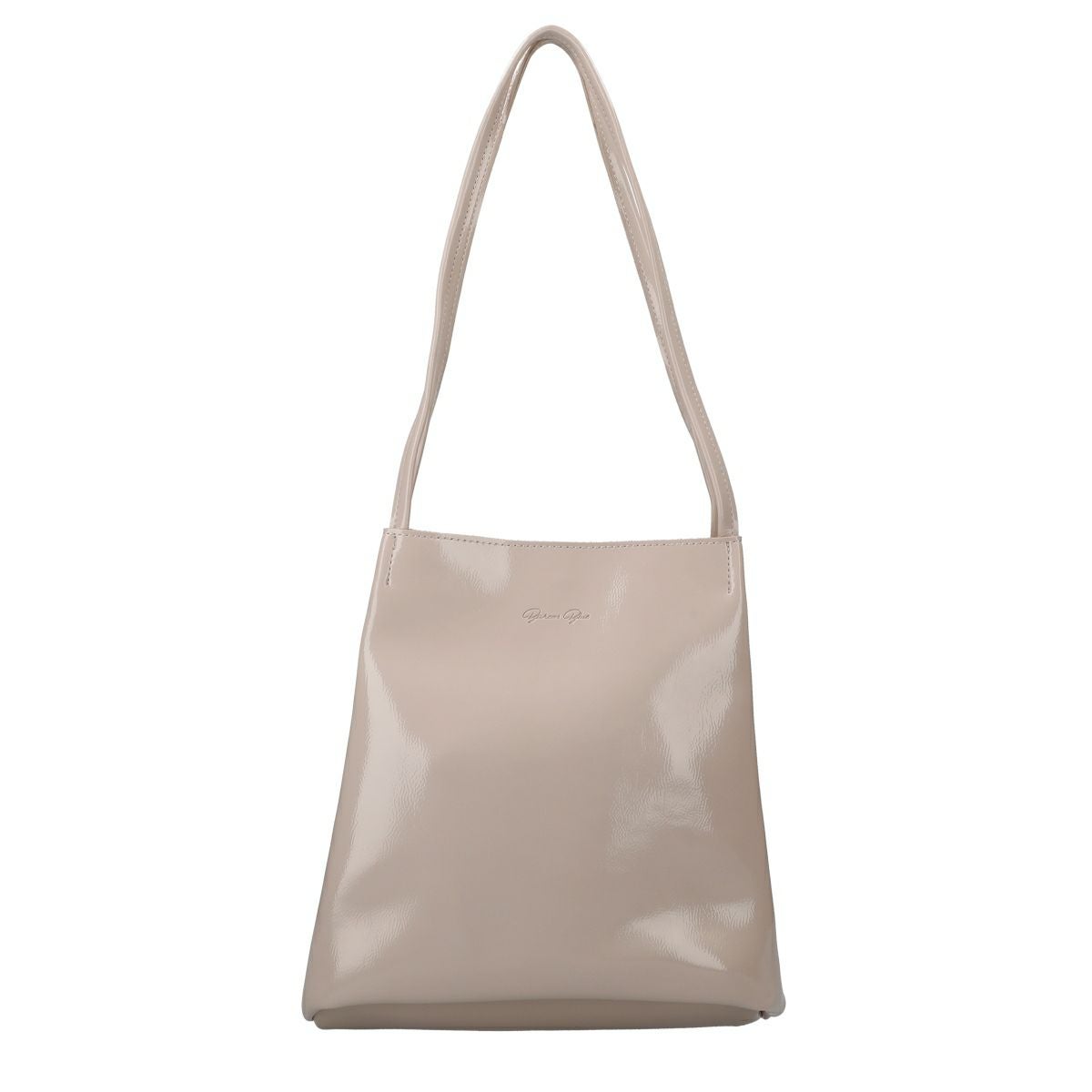 PUエナメルポーチ付きトートバッグ