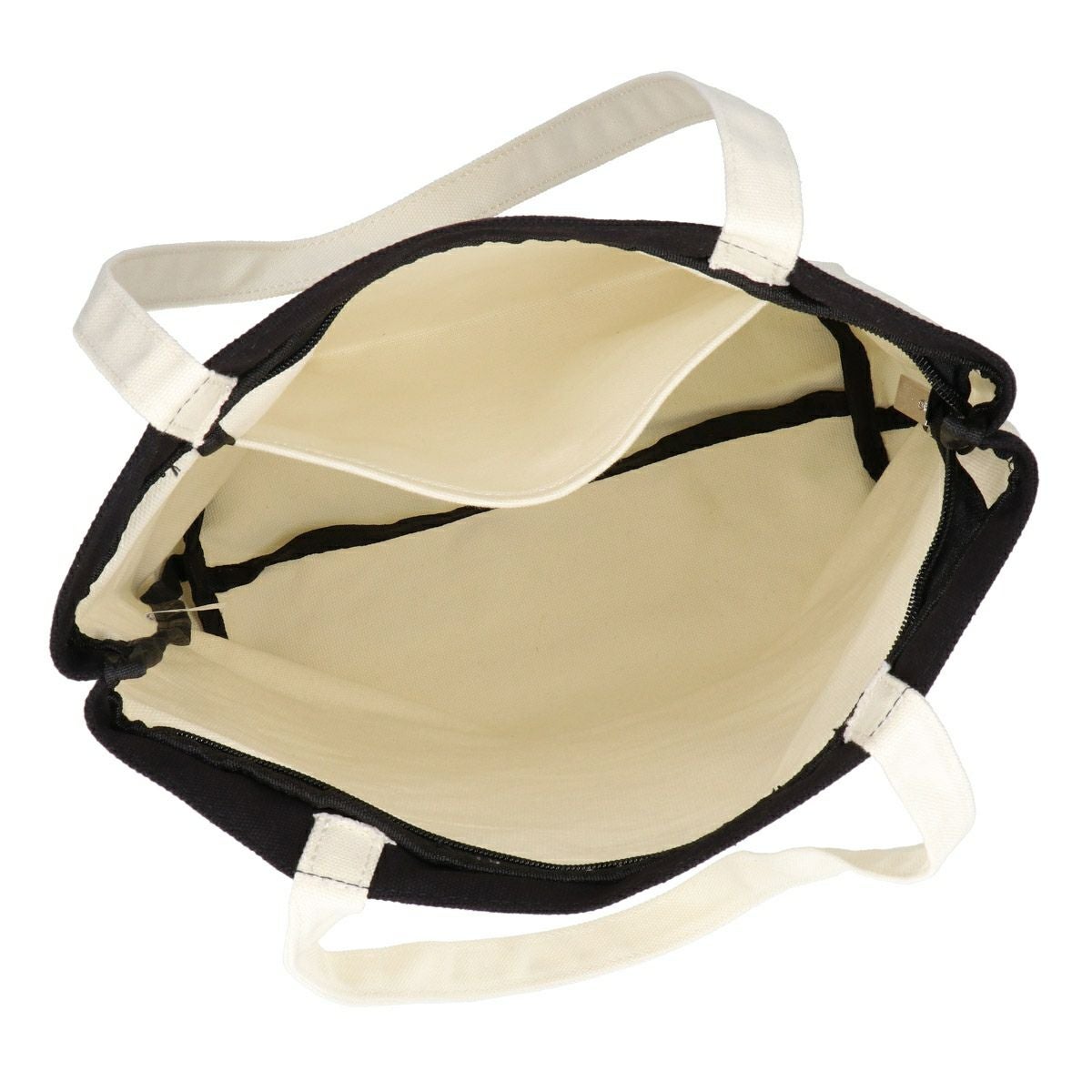 ファスナー付き配色キャンバストートバッグ