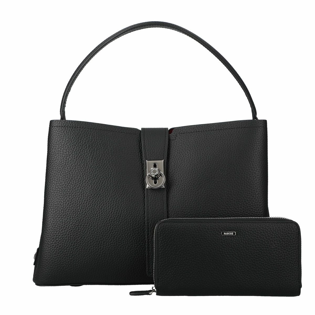 【セット商品】シュリンクレザー ショルダーバッグ & 背面ポケット付きロングウォレット