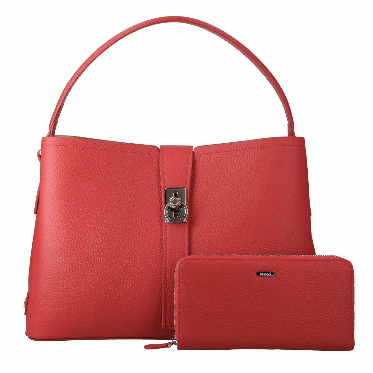 【セット商品】シュリンクレザー ショルダーバッグ & 背面ポケット付きロングウォレット