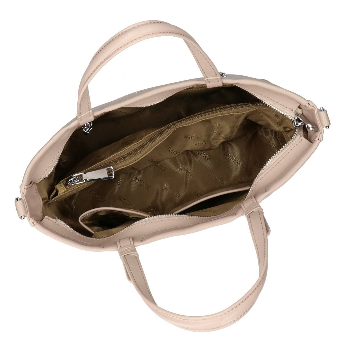 本革レザー2wayファスナーデザインハンドバッグ