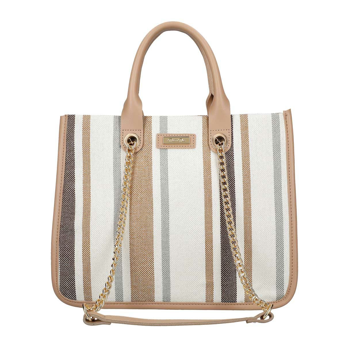 チェーンショルダー紐付き異素材組み合わせトートバッグ