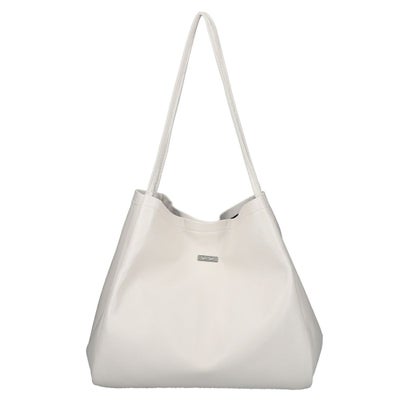 大容量ポーチ付きシンプルトートバック