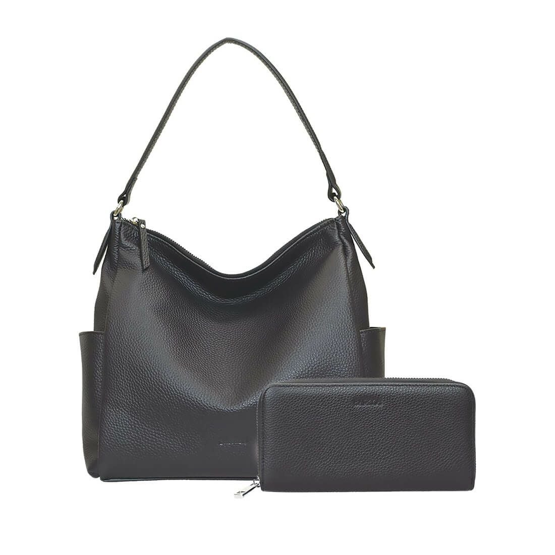 【セット商品】シュリンクレザーショルダーバッグ＆財布＜カジュアルセット＞